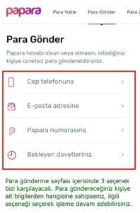 Papara Hesaplar Arası Transfer