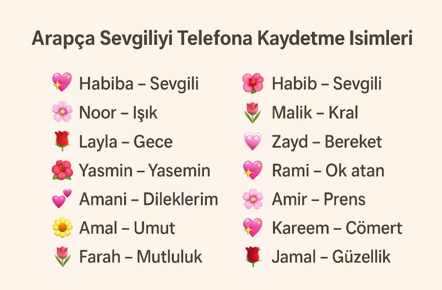arapça sevgiliye hitaplar