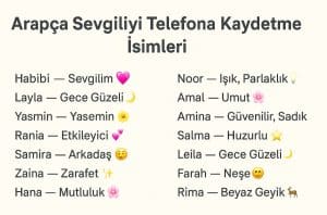 arapça sevgiliyi telefona kaydetme