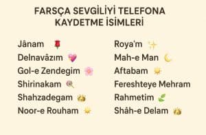 farsça sevgiliyi telefona kaydetme isimleri