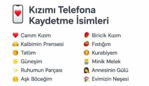 kızımı telefona kaydetme isimleri
