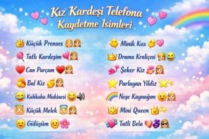 kız kardeşi rehbere kaydetme isimleri
